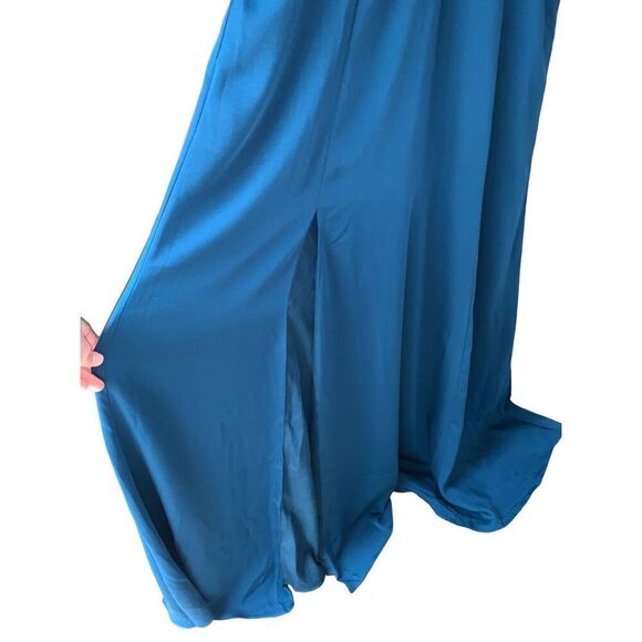 Dress The Population Iris Slit Crepe Gown In Peacock Blue/Teal size XL - Picture 8 of 13